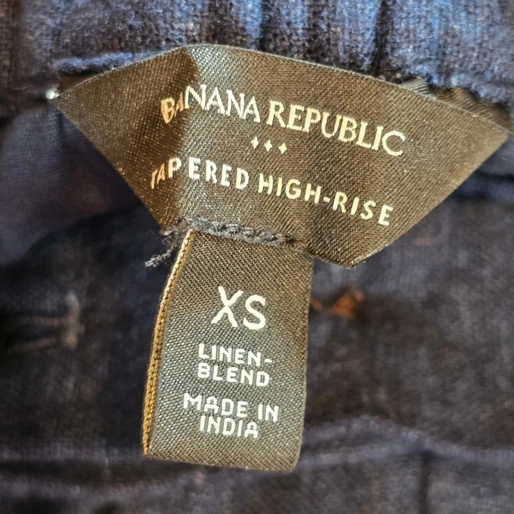 Banana Republic Pants Tapered High Rise Ankle Womens Extra Small Linen NWT Blue